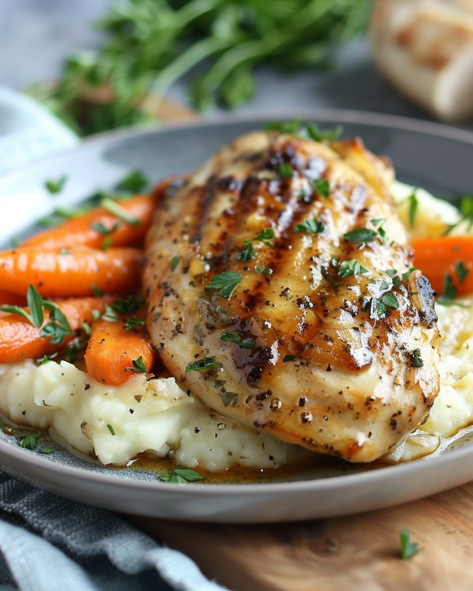 Make Garlic Herb Chicken With Mashed Potatoes And Glazed Carrots Tonight!