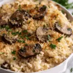 Creamy Beef Mushroom Rice Bake
