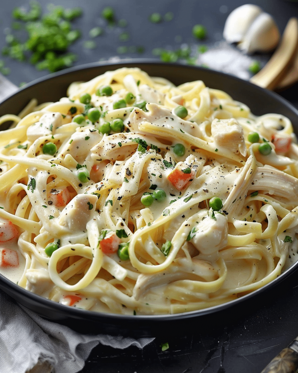 Creamy Chicken Fettuccine Alfredo with Veggies