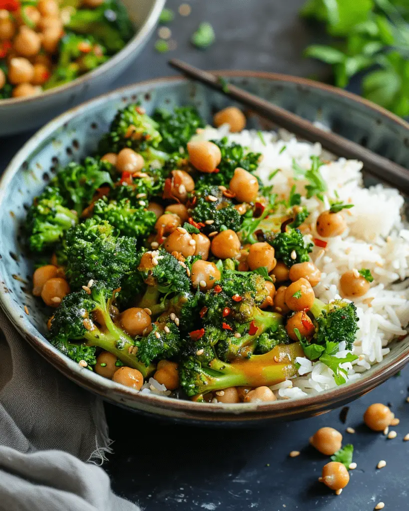 Garlic Broccoli Chickpea Stir Fry