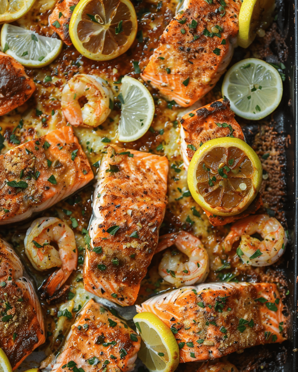 Cajun Salmon and Shrimp Bake