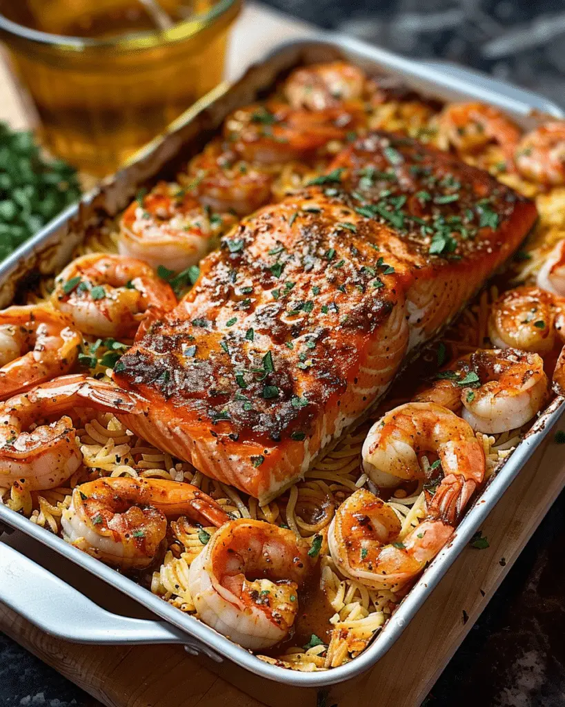 Cajun Salmon and Shrimp Bake