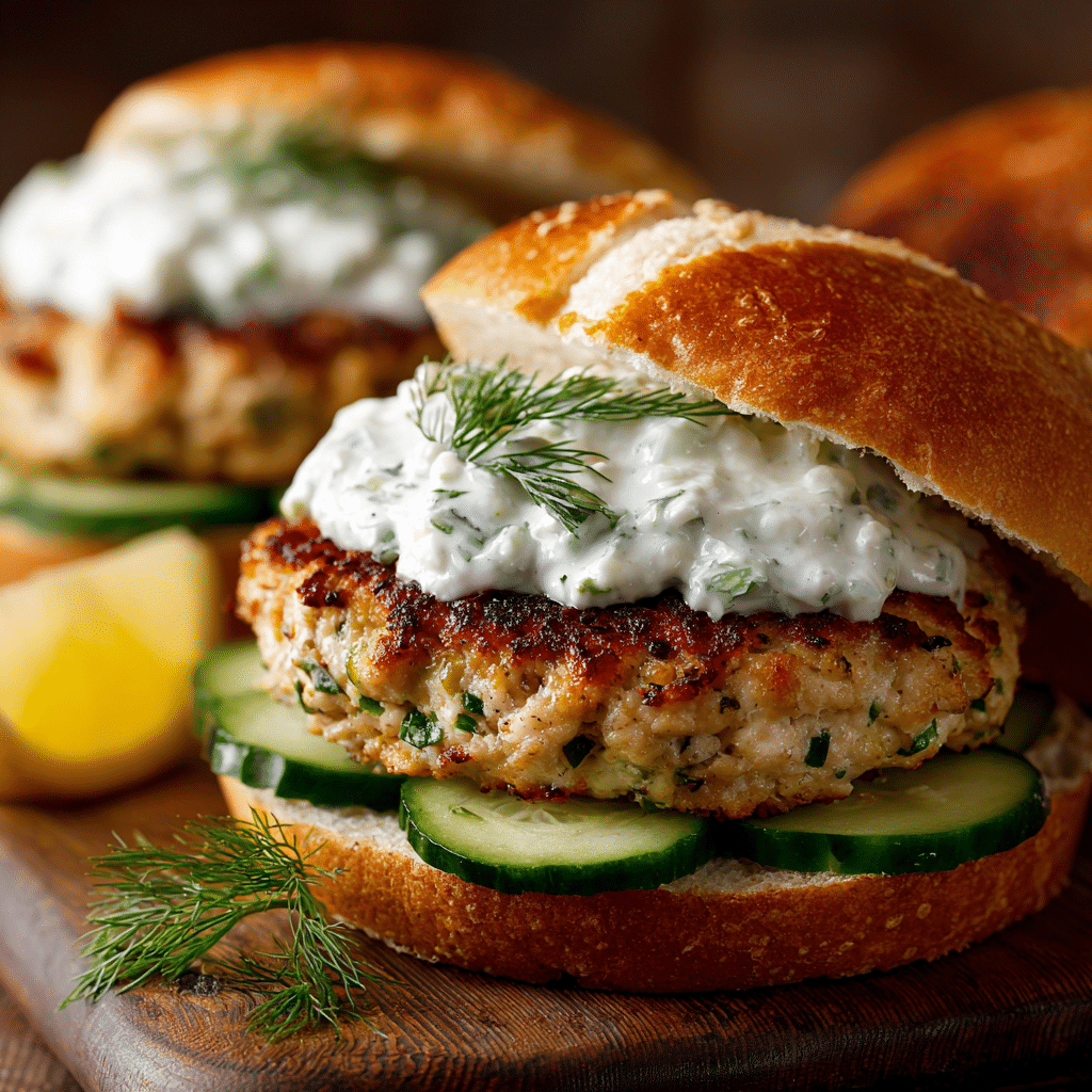 Juicy Greek Chicken Burgers with Tzatziki Bliss