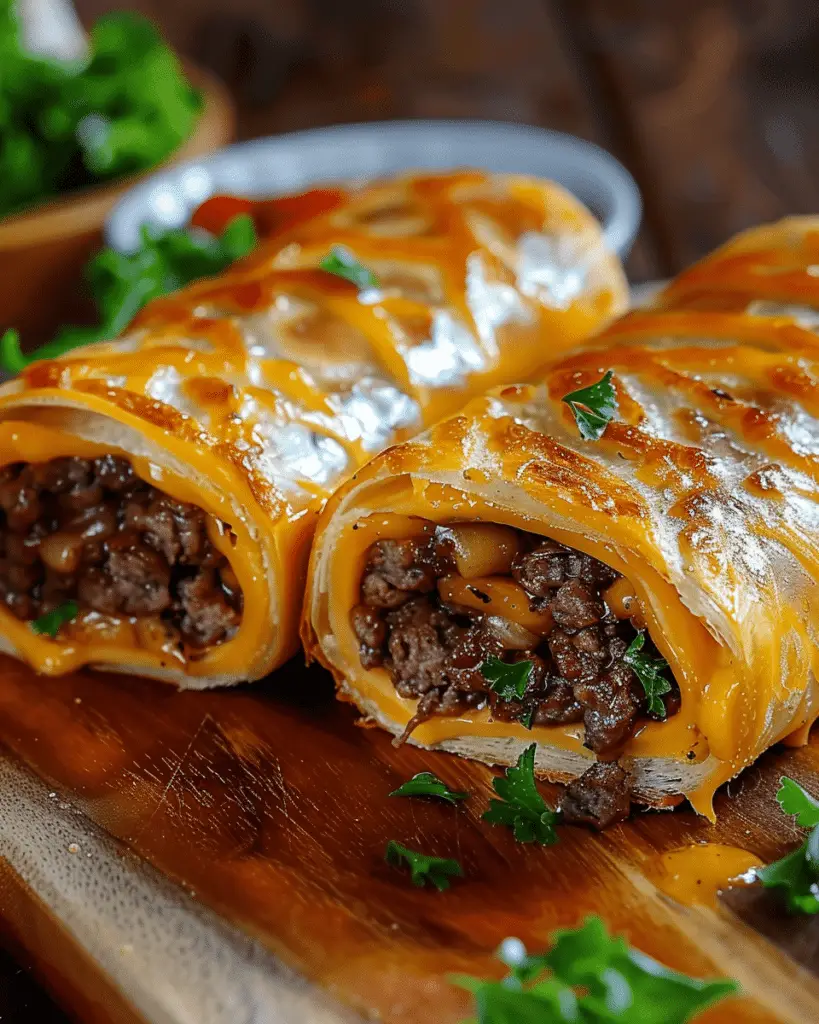 Easy Garlic Butter Beef Cheeseburger Rollups