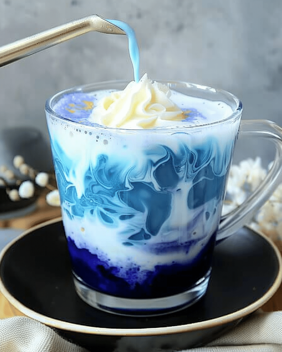 Blue tea latte