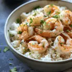 Creamy garlic shrimp with rice