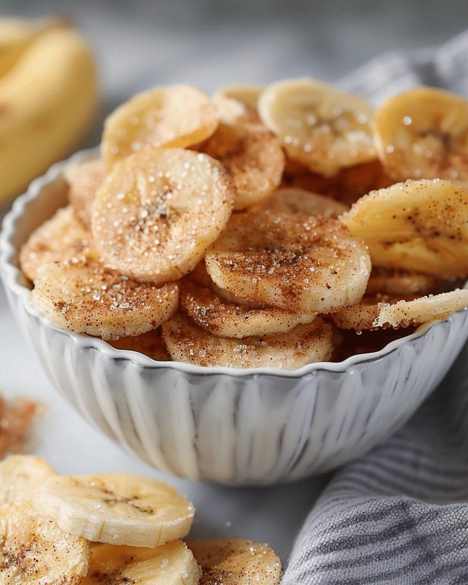 Cinnamon-sugar air fryer banana chips