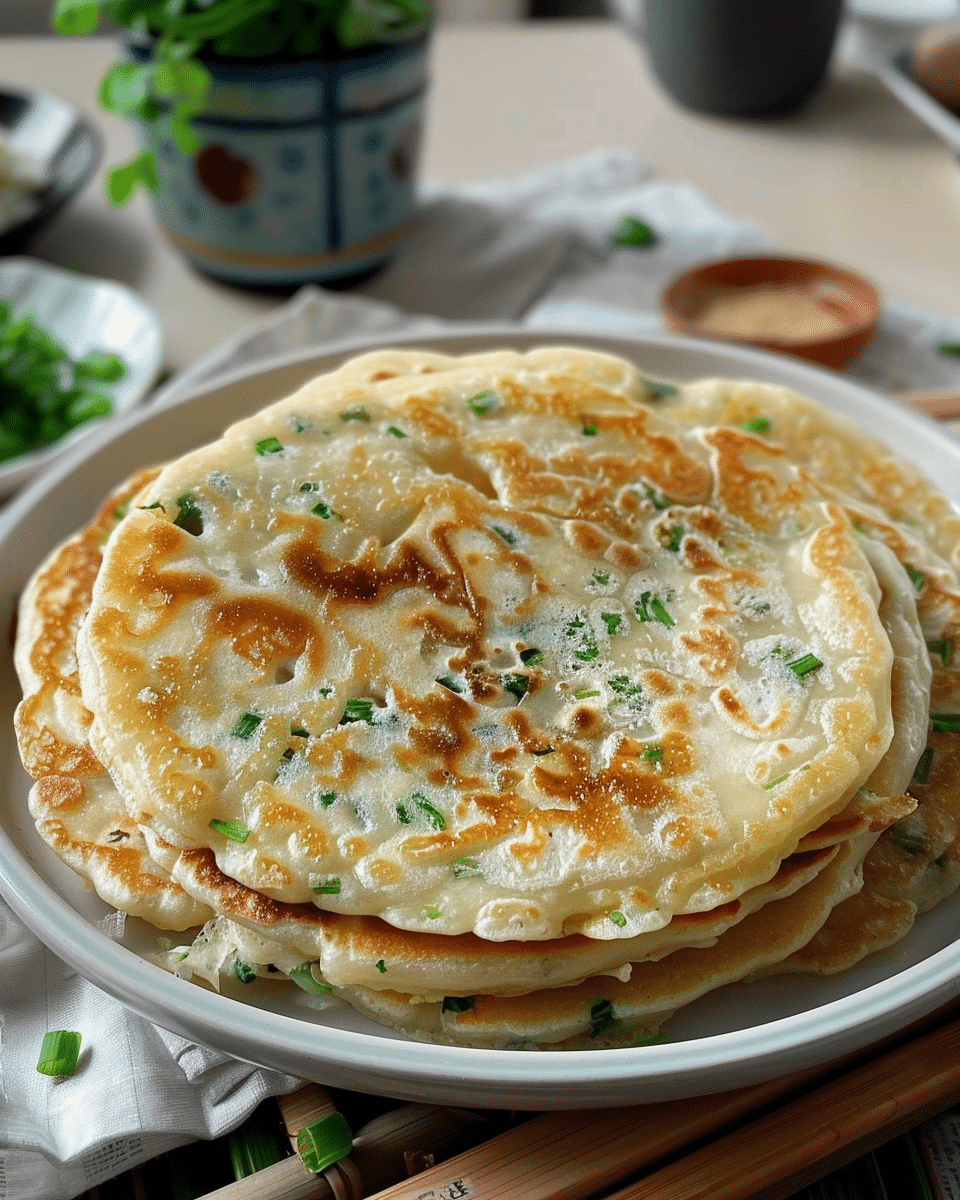 Crispy flaky scallion pancakes from scratch
