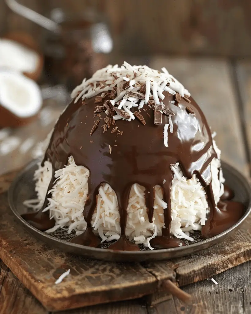 Coconut Dome With Chocolate Spread