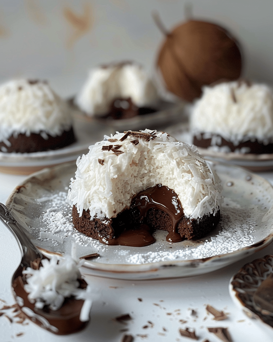 Coconut Dome With Chocolate Spread