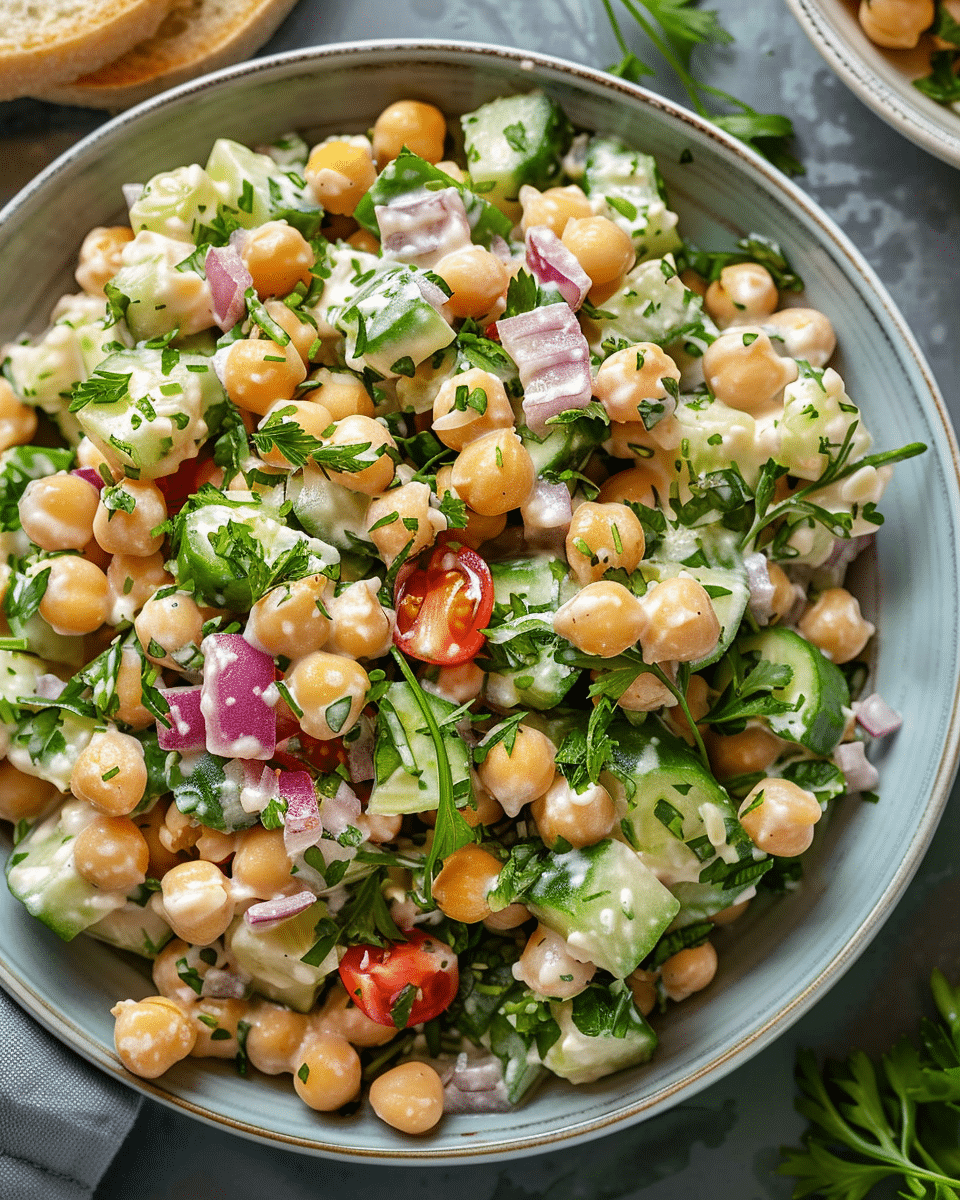 Chickpea & Cucumber Salad With Creamy Yogurt Dressing