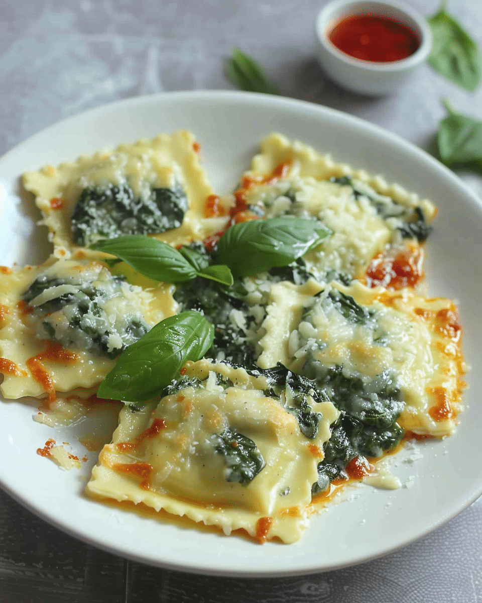 Keto Cheesy Spinach Ravioli