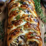 Savory mushroom & gruyère puff pastry braid
