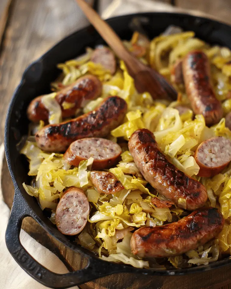 Dirty Cabbage with Smoked Turkey Sausages