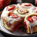 Strawberry cinnamon rolls with lemon cream cheese glaze