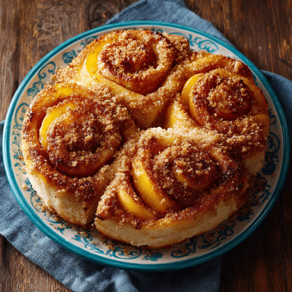 Peach Cheesecake Rolls With Cinnamon Sugar