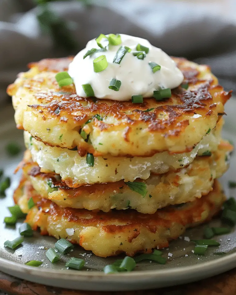 Green Chile Cheese Potato Cakes with Green Chile Sour Cream