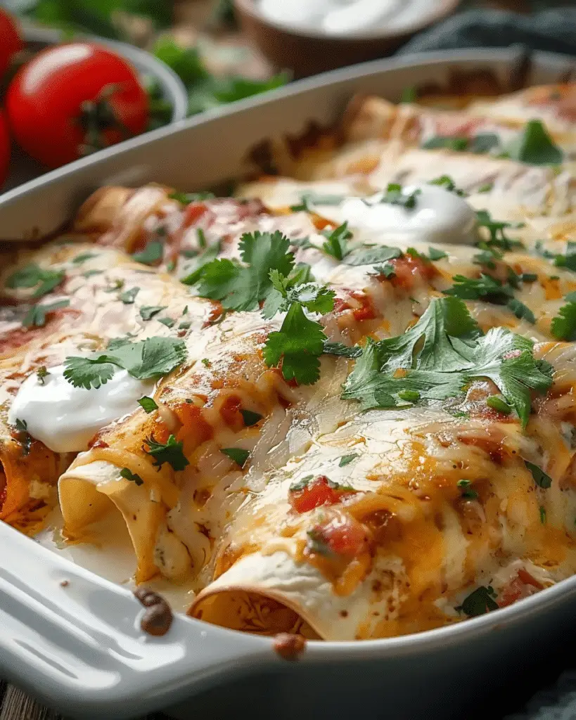 Delicious Chicken Enchiladas with Sour Cream White Sauce Made Easy