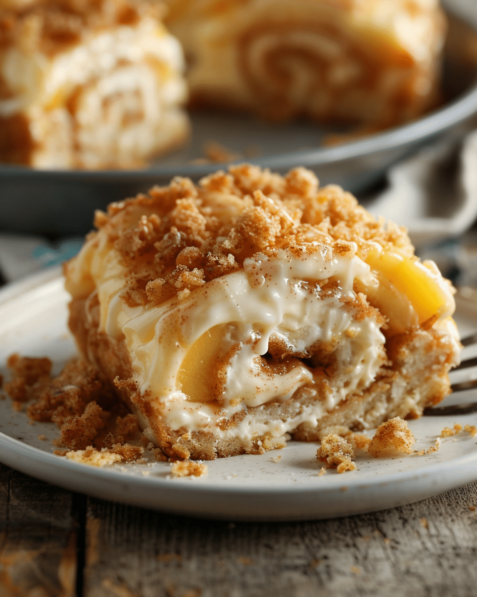 Peach Cheesecake Rolls With Cinnamon Sugar