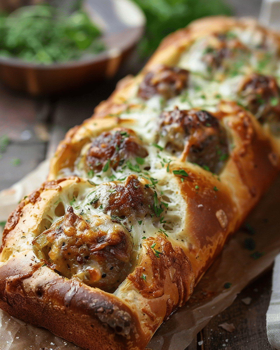 Cheese Stuffed Beef Sausage Bread