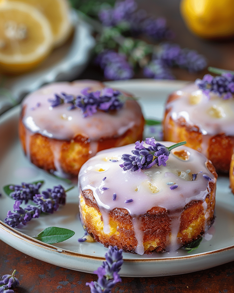 Mini Lemon Cakes With Lavender Glaze