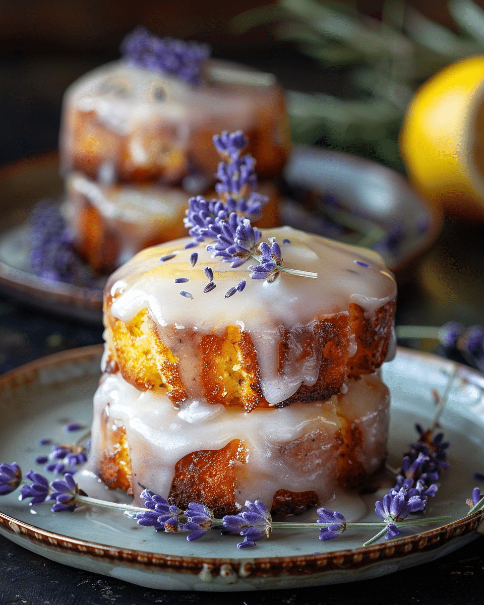 Mini Lemon Cakes With Lavender Glaze