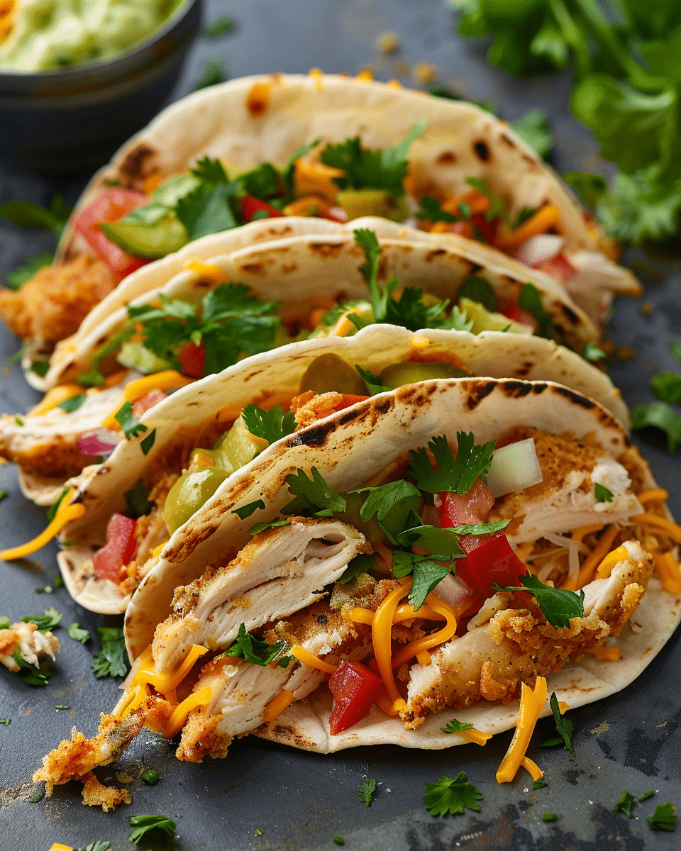 Dill Pickle Ranch Smash Chicken Tacos with Crispy Cheese Delight