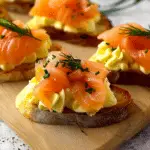 Smoked Salmon Crostini with Egg–Cheddar Mousse