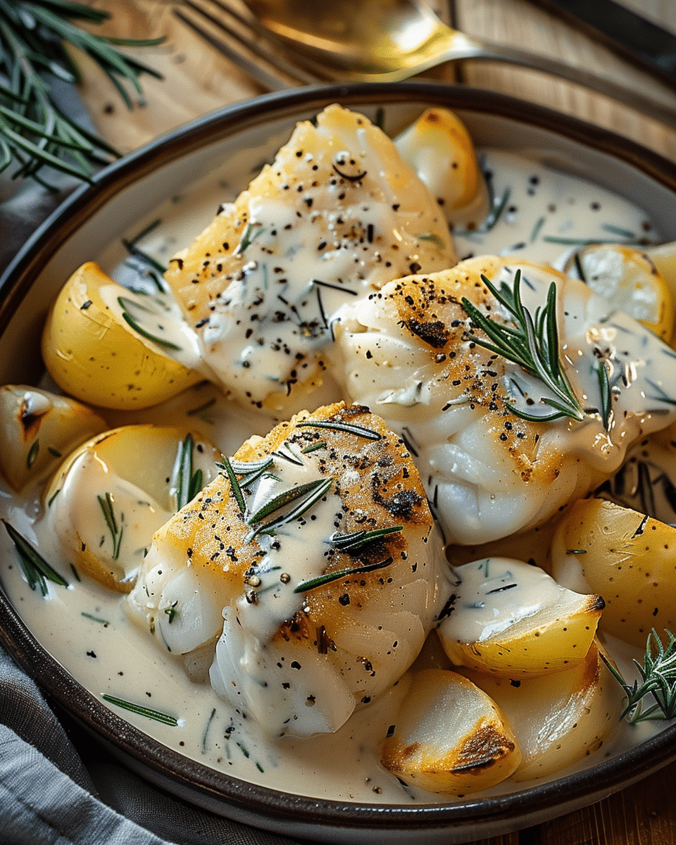 Cod & Potatoes In Rosemary Cream Sauce