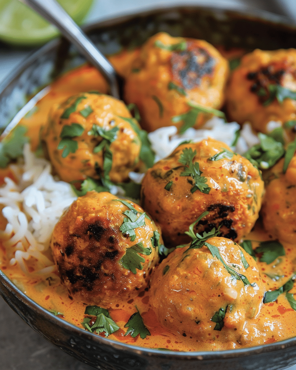 Thai Chicken Meatballs in Coconut Curry