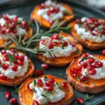 Whipped Goat Cheese & Pomegranate Sweet Potato Rounds