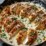 Parmesan Crusted Chicken In Garlic Cream Sauce