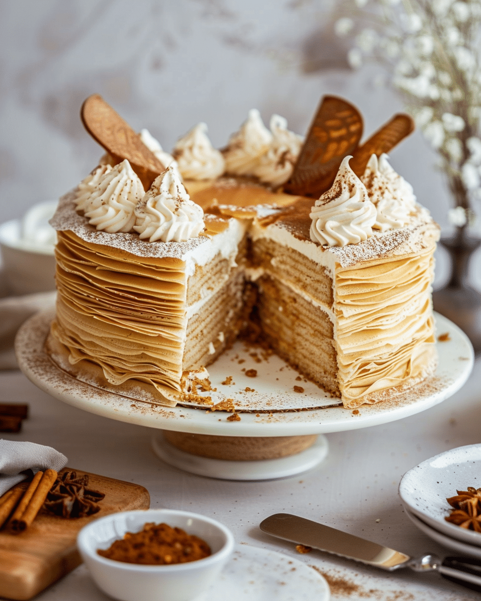 Vanilla & Speculoos Crêpe Cake