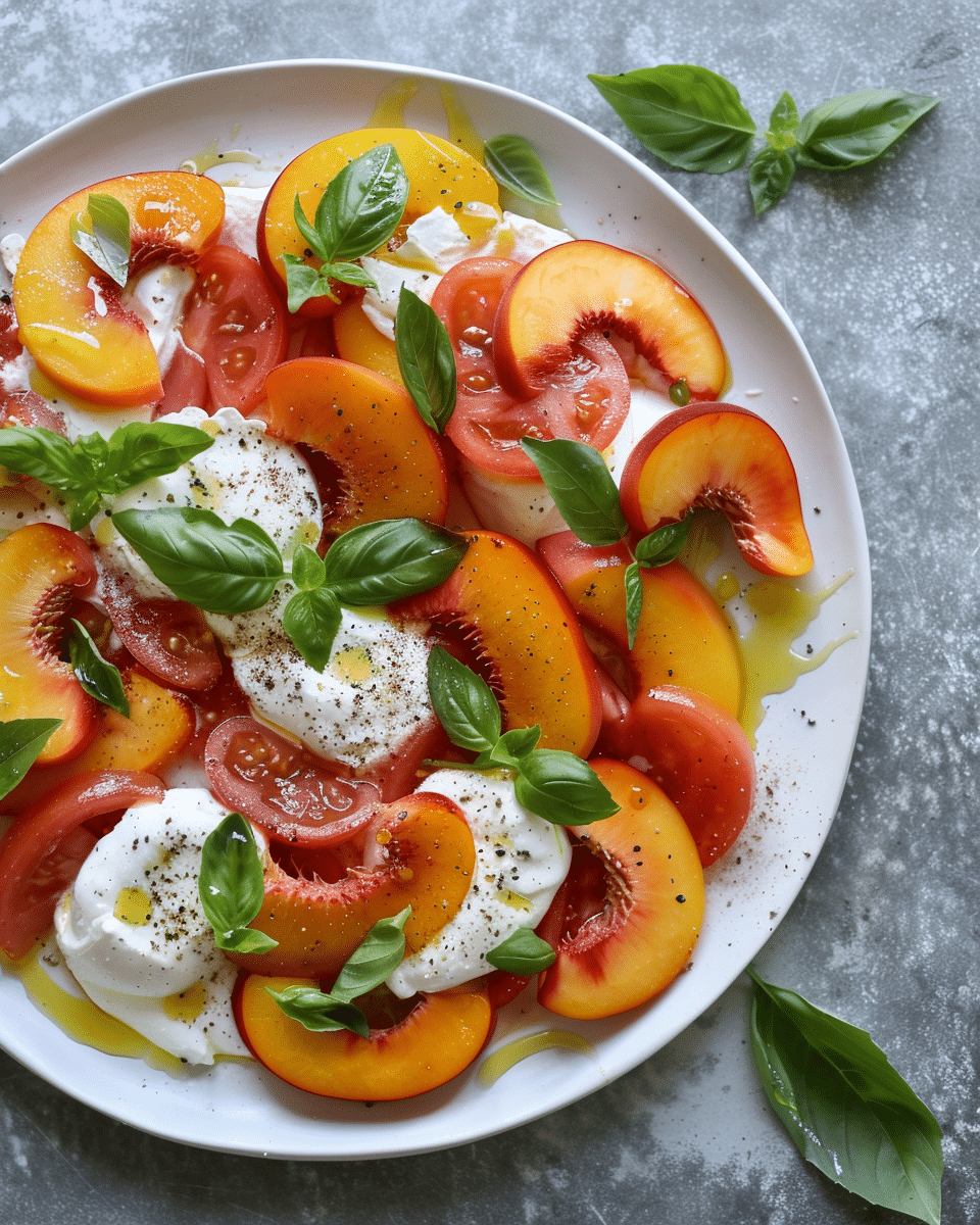 Peach Caprese Salad with Burrata