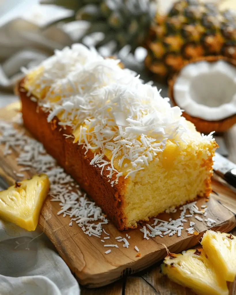 Tropical Pineapple Coconut Loaf Cake