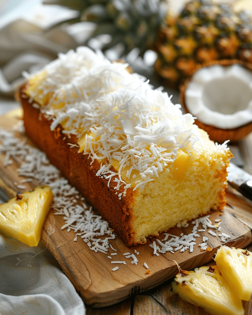 Tropical Pineapple Coconut Loaf Cake
