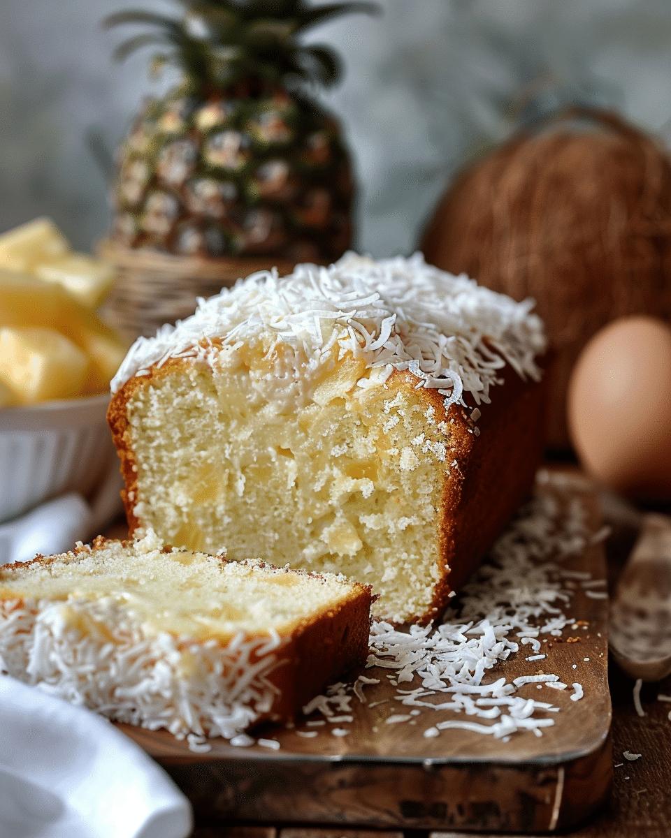 Tropical Pineapple Coconut Loaf Cake