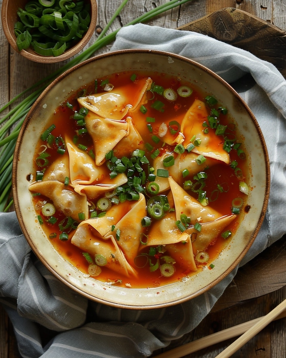 Tofu and Chive Wontons in Chili Broth