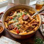 One Pot Creamy Cajun Sausage Pasta