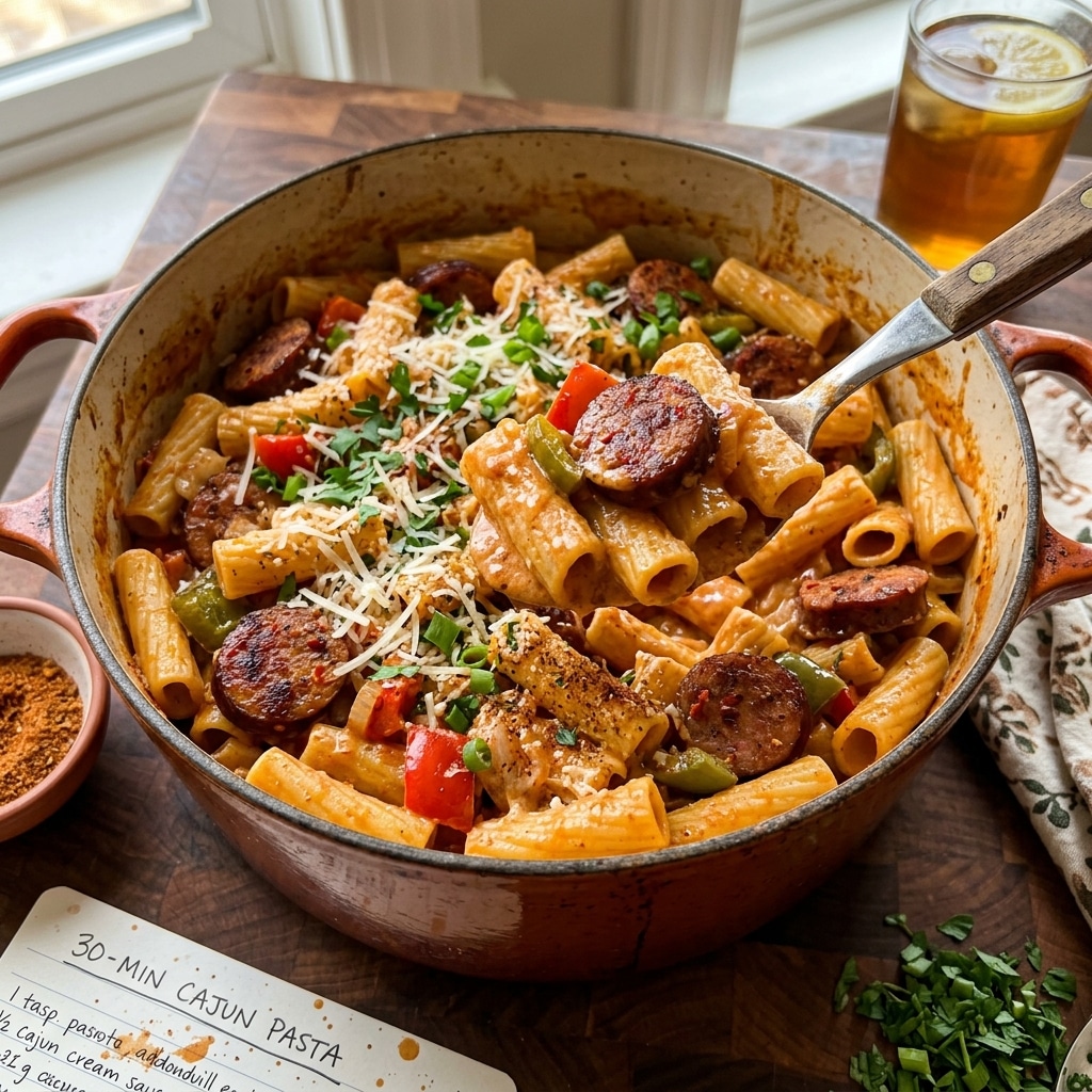One Pot Creamy Cajun Sausage Pasta