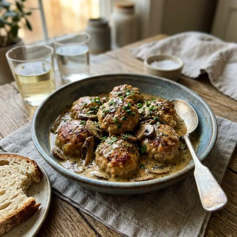 Creamy Mushroom Chicken Meatballs (30-Minutes)