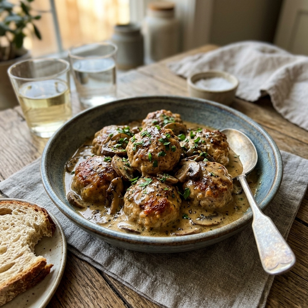 Creamy Mushroom Chicken Meatballs (30-Minutes)