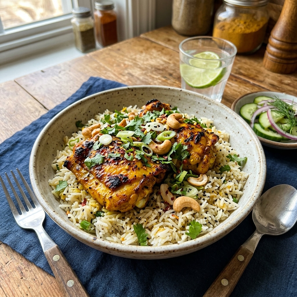 Golden Turmeric Chicken with Garlic Ginger Rice