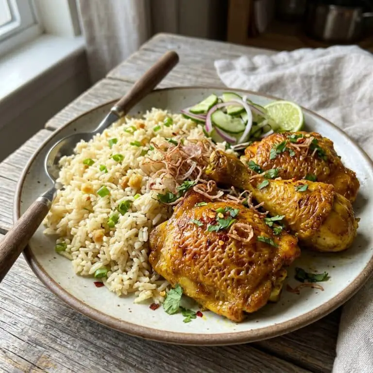 Golden Turmeric Chicken with Garlic Ginger Rice