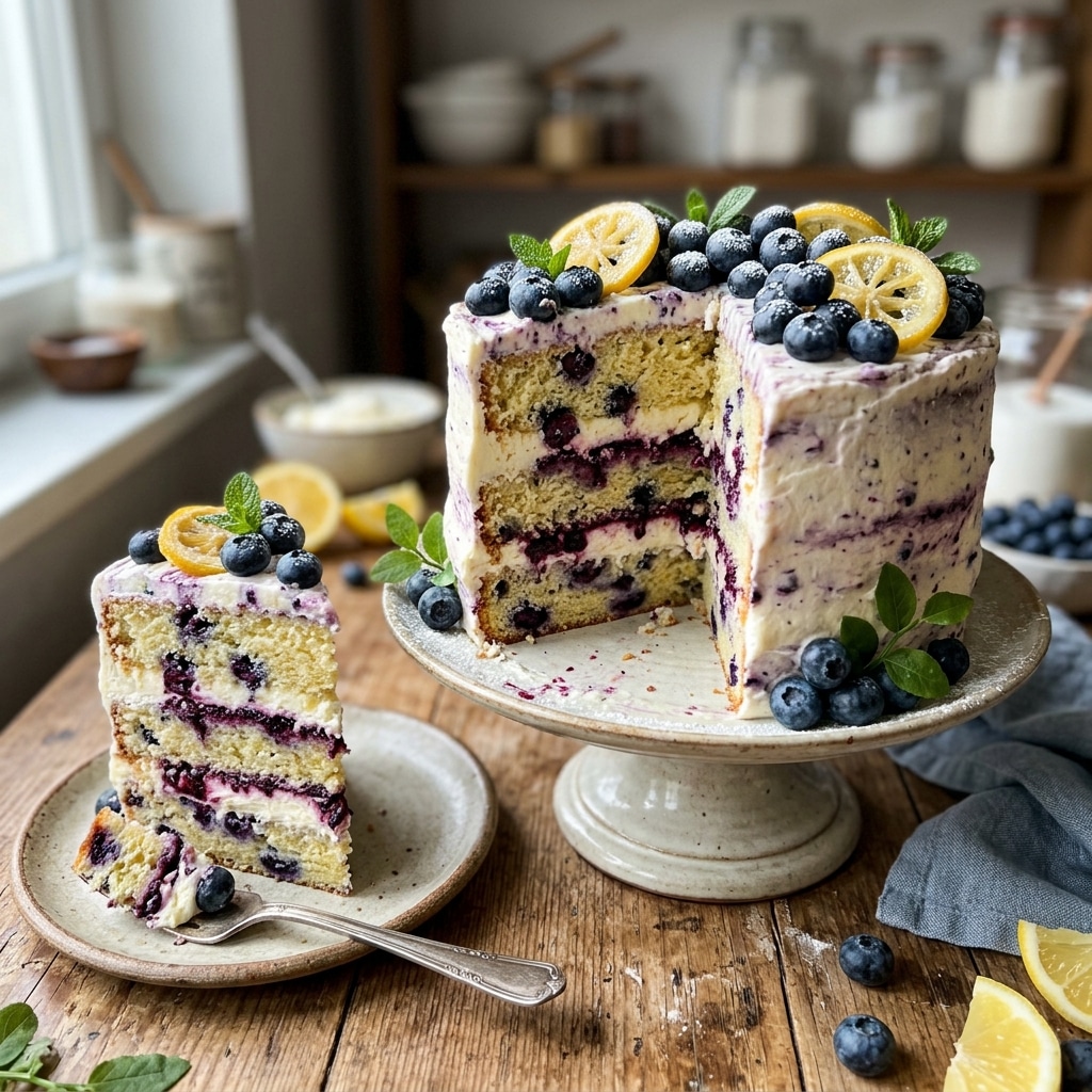 Lemon Blueberry Cream Cake