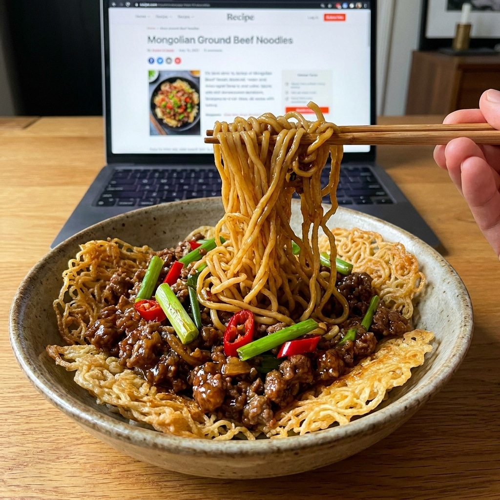 Mongolian Ground Beef Noodles