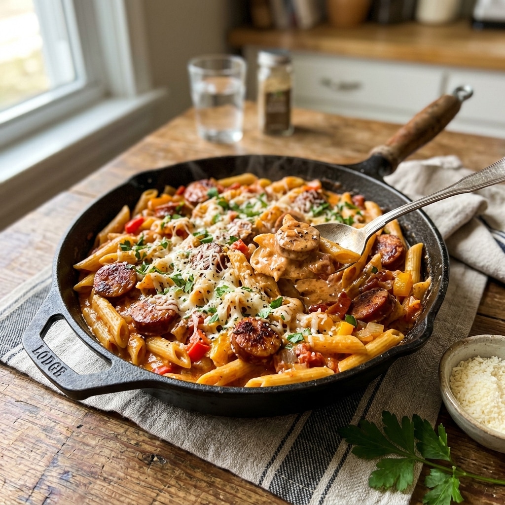 One Pot Creamy Cajun Sausage Pasta