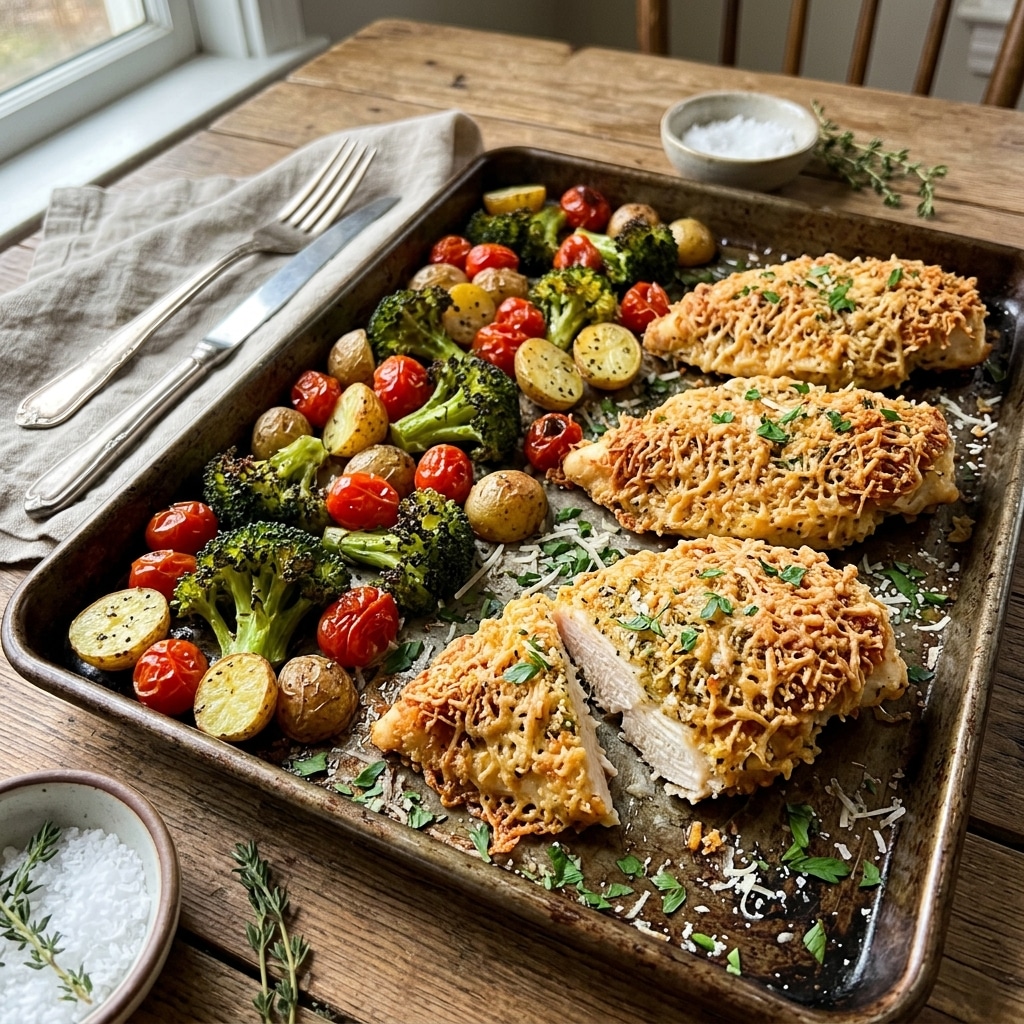 Parmesan Crusted Chicken Sheet Pan Dinner