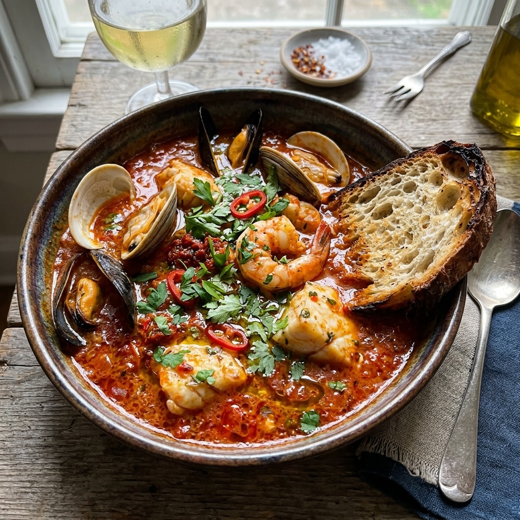 Spicy 'Nduja Seafood in Tomato Broth