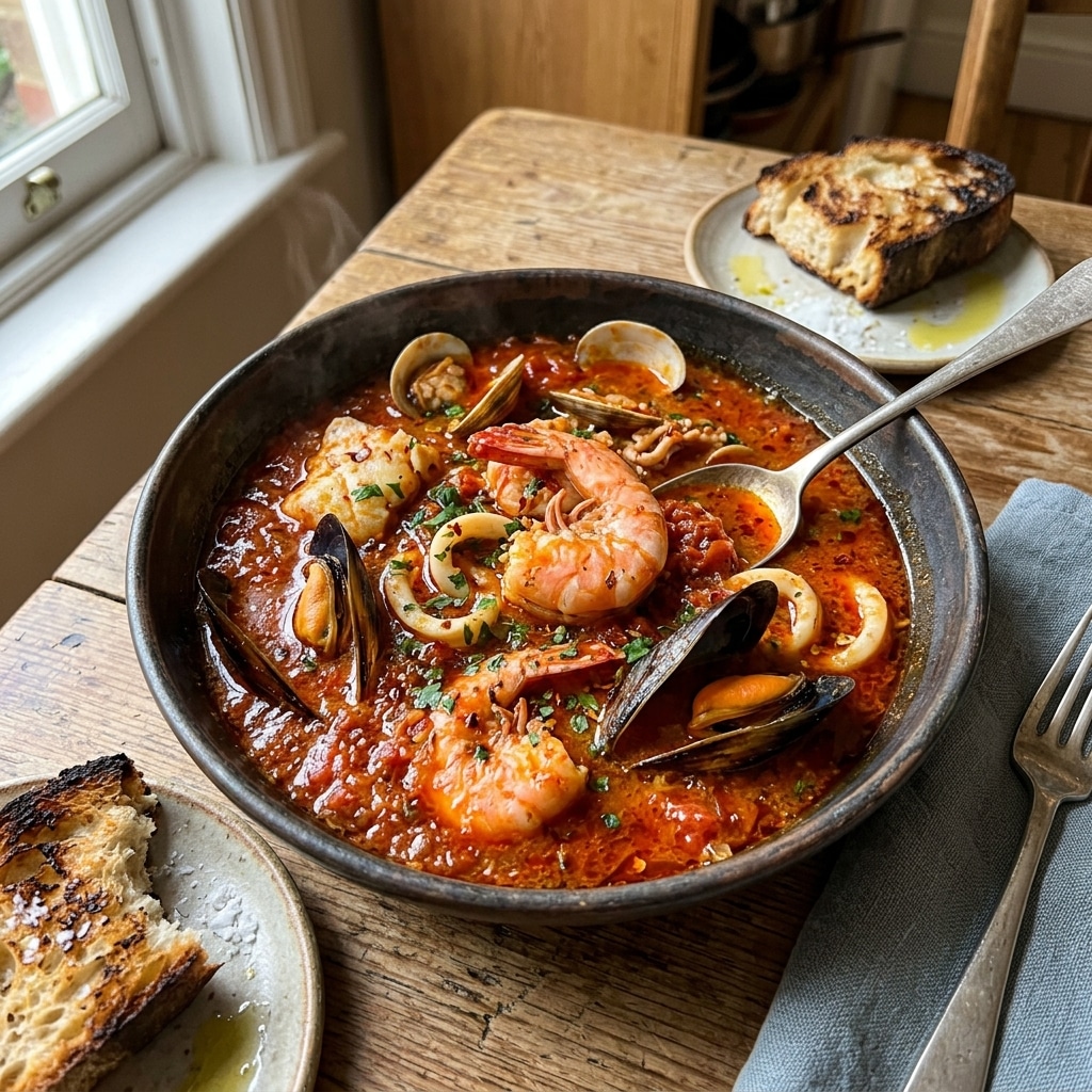 Spicy 'Nduja Seafood in Tomato Broth